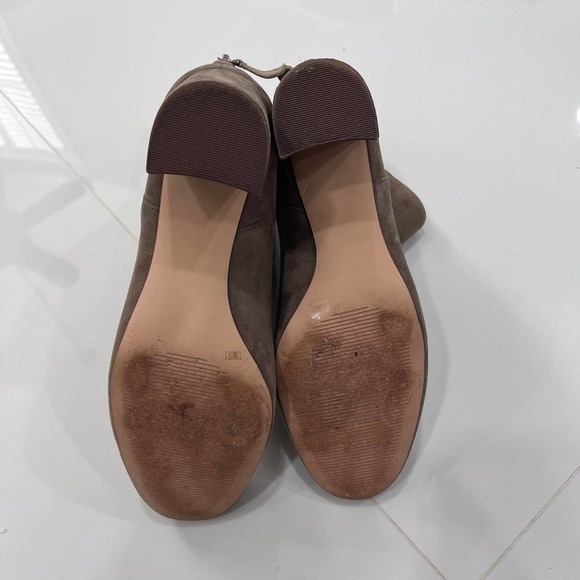 Sole Society Tan Gray Suedelike Boots Zipper Heels Shoes Back Zip 7.5 - Picture 3 of 6